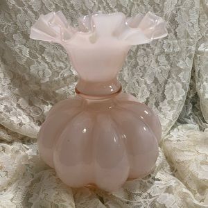 Fenton Pink Melon Vase